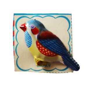 Broche Hojalata Alfiler Pájaro Lunares Pico Rojo