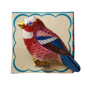 Broche Hojalata Alfiler Pájaro Rosado Pico Amarillo