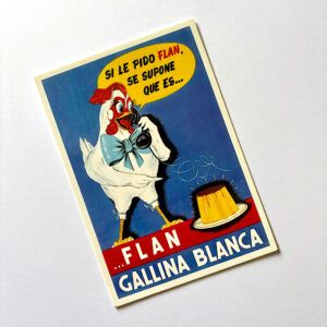 Postal Flan Gallina Blanca