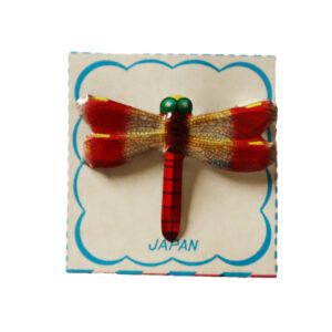 Broche Hojalata Alfiler Libélula Roja Y Crema